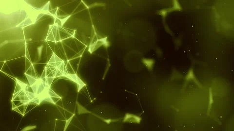 A yellow shape with connected lines and a glowing sphere. Modern technology back Stock Footage 252892695