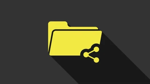 Yellow Share folder icon isolated on grey background. Folder sharing. Folder Stock Footage 147693306