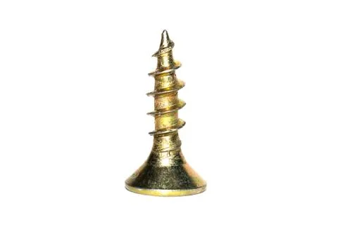 Yellow sharp bolt, isolate on a white background Foto stock