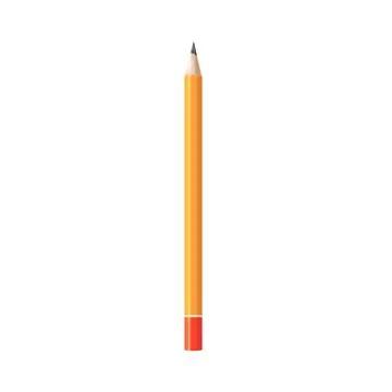 Yellow sharp graphite pencil template, realistic vector illustration isolated. Stock Illustration