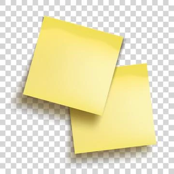 Yellow sheets of note papers. Two sticky notes. Template for design. Stock Illustration