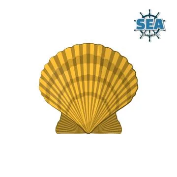 Yellow shell on a white background. Isolated image Stock Illustration