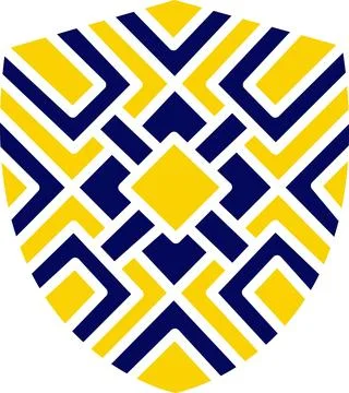 Yellow Shield With Complex Blue Pattern Stock Illustration