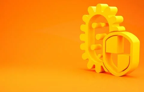 Yellow Shield protecting from virus, germs and bacteria icon isolated on oran Stock Illustration