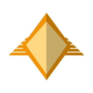 Yellow shield winged shape geometric badge shadow Stock Illustration