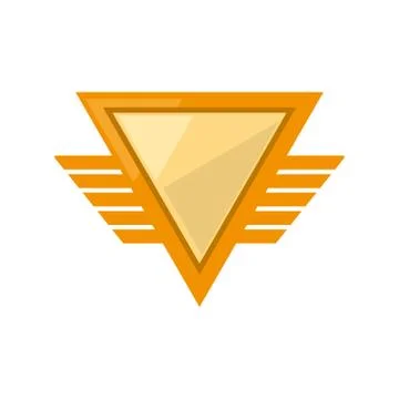 Yellow shield winged shape triangle geometric badge Stock Illustration