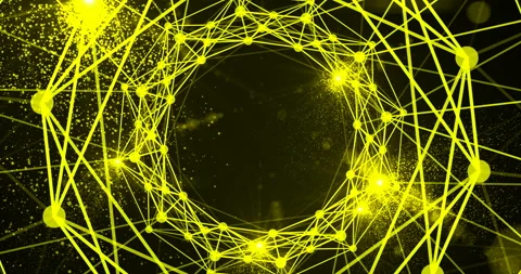 Yellow Shining Circles With Particles On The Black Background Stock Footage 145210450