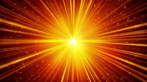 Yellow shining light rays and stars loopable background 4k (4096x2304) Stock Footage