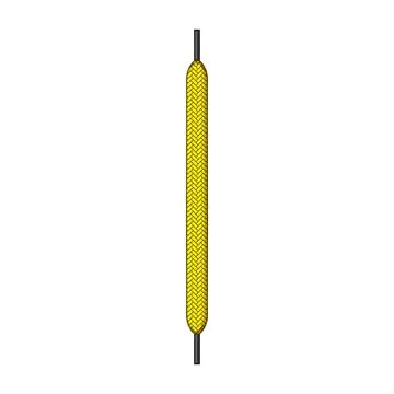 Yellow shoelace with dark aglets on white background Stock Illustration