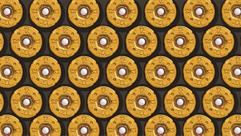 Yellow shotgun shells back view Illustrazione stock