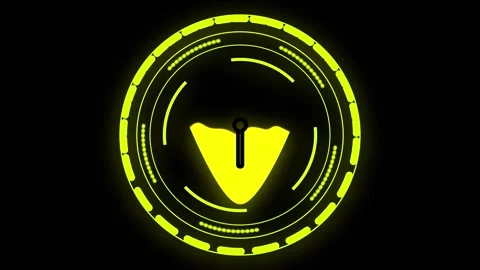 Yellow Shovel Icon within a Glowing Yellow Circular Frame on a animation Bl.. Stock Footage 321586207