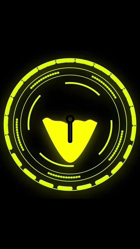 Yellow Shovel Icon within a Glowing Circular Frame on Black Background digg.. Stock Footage 337461265