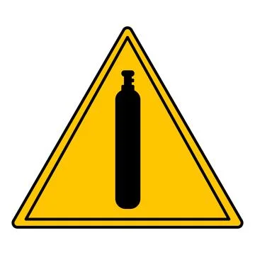 Yellow Sign Compressed Gas. Vector Icon. Danger Warning Sign Illustrazione stock