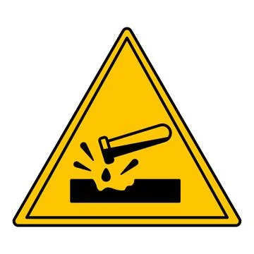 Yellow Sign Corrosive. Vector Icon. Corrosive and Toxic Effects on Metals. .. Stock Illustration