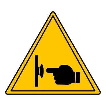 Yellow Sign Emergency Stop Push Button. Vector Icon. Evacuation Sign. Index.. Stock Illustration