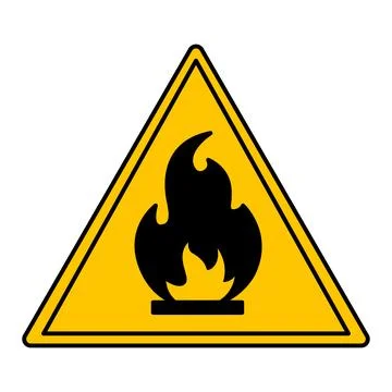 Yellow Sign Flammable. Vector Icon. Fire safety. Danger Warning Sign Stock Illustration