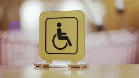 Yellow Sign Indicating Accessibility for Disabled Persons with Wheelchair Ico Stock Footage 314654010