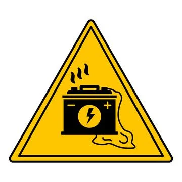 Yellow Sign Loading Battery. Vector Icon. Danger Warning Sign Stock Illustration