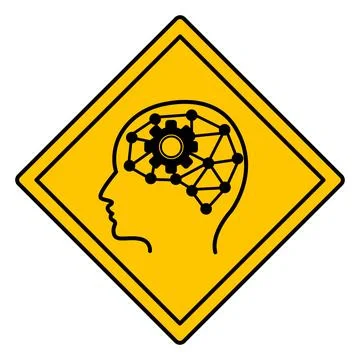 Yellow Sign Minds Under Construction. Humorous Road Sign, Sticker. Vector Ico Stock Illustration
