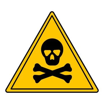 Yellow Sign of Poison. Vector Icon. Skull and Bones. Danger Warning Sign, Tox Stock Illustration