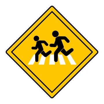 Yellow Sign Runner Crossing. Vector Icon. Road Sign. People Running on Pede.. Stock Illustration