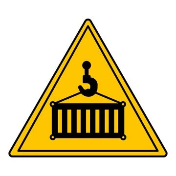 Yellow Sign of Suspended Load. Vector Icon. Danger Warning Sign Stock Illustration