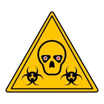 Yellow Sign Zombie Outbreak. Vector Icon. Humorous Road Sign. Skull with Re.. Stock Illustration