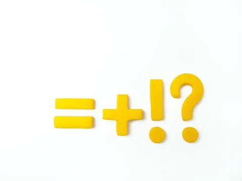 Yellow signs for learning to count and writing on a white textural background Photos