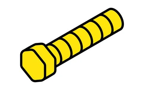 Yellow simple bolt isometrics icon, skeletal parts Stock Illustration