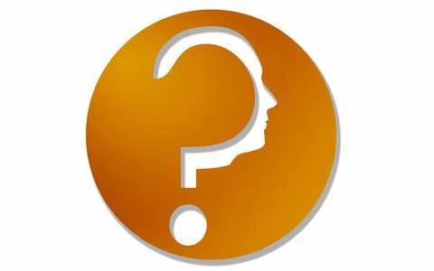 Yellow simple circle question mark head Stock Illustration