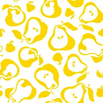 Yellow simple flat peir fruit seamless pattern for fabric, kitchen supplies,  Illustrazione stock