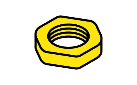 Yellow simple nut isometrics icon, skeletal parts Stock Illustration