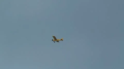 Yellow single engine small plane 1 Stock Footage 12082076