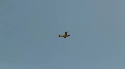 Yellow single engine small plane 2 Stock Footage 12082118