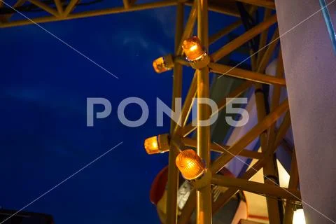 Yellow siren on the crane post Stock Photos