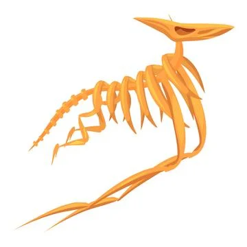 Yellow skeleton of dinosaur lizard running on four legs Stock Illustration