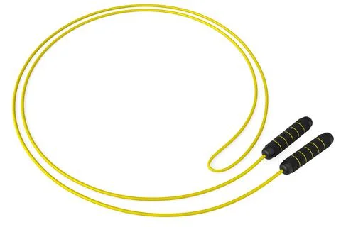 Yellow skipping rope or jumping rope isolated on white background. Stock Illustration