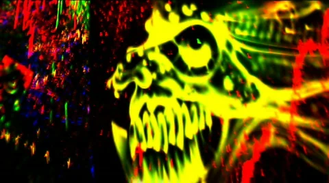 Yellow skull move 3 Stock Footage 646874