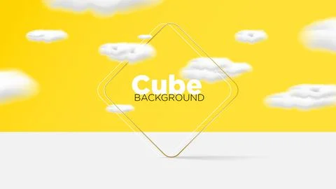Yellow sky with white clouds background vector illustration. Illustrazione stock