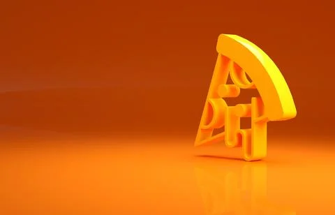 Yellow Slice of pizza icon isolated on orange background. Fast food menu Illustrazione stock