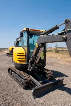Yellow small excavator Foto stock