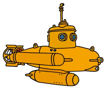 Yellow small submarine Stock Illustration