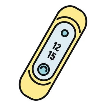Yellow smart band showing current time and activity tracking Illustrazione stock