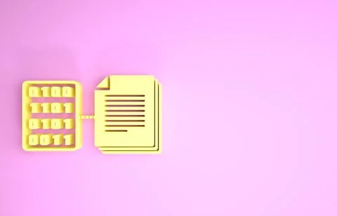 Yellow Smart contract icon isolated on pink background. Blockchain technology Stock Illustration