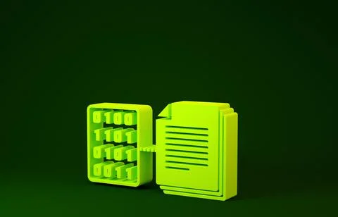 Yellow Smart contract icon isolated on green background. Blockchain technolog Stock Illustration