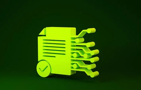 Yellow Smart contract icon isolated on green background. Blockchain technolog Stockillustratie
