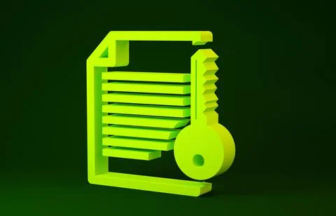 Yellow Smart contract icon isolated on green background. Blockchain technolog Stock Illustration