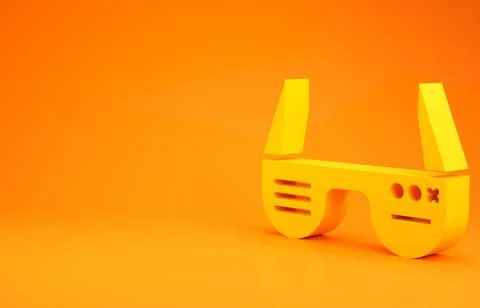 Yellow Smart glasses mounted on spectacles icon isolated on orange background Stock Illustration