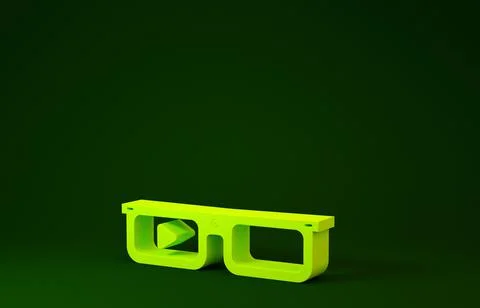 Yellow Smart glasses mounted on spectacles icon isolated on green background. Stock Illustration