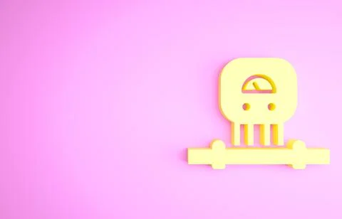 Yellow Smart sensor system icon isolated on pink background. Internet of thin Stock Illustration